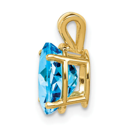 14k 9x7mm Oval Blue Topaz Pendant