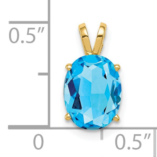 14k 9x7mm Oval Blue Topaz Pendant