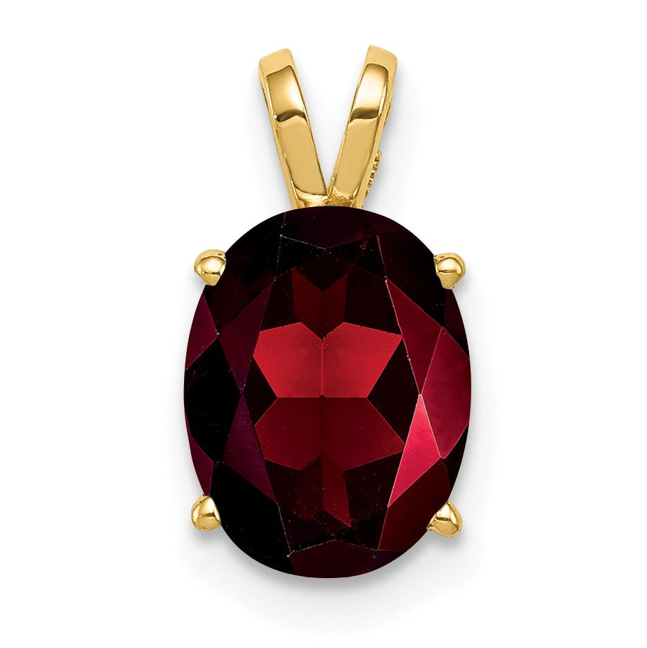 14k 9x7mm Oval Garnet Pendant