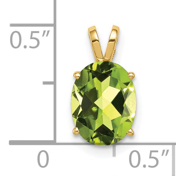 14k 9x7mm Oval Peridot Pendant