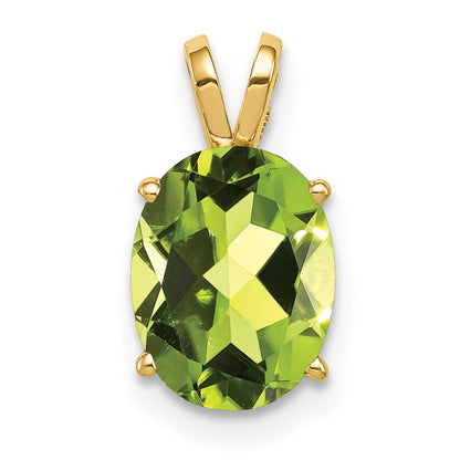 14k 9x7mm Oval Peridot Pendant