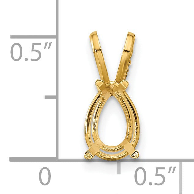 14k 9x6mm Pear Stone Pendant Mounting