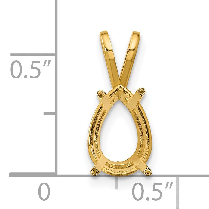 14k 10x7mm Pear Stone Pendant Mounting