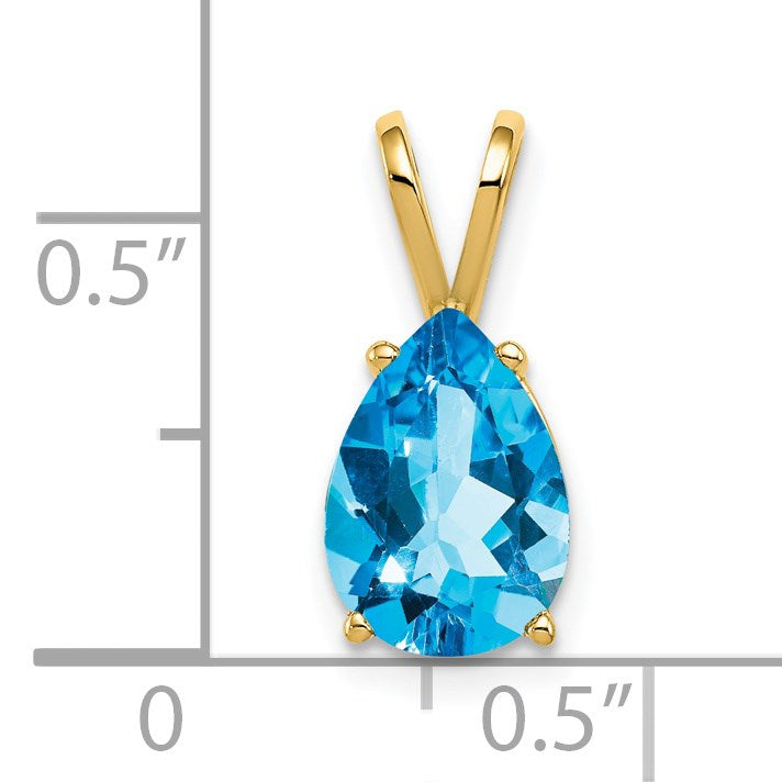 14k 10x7mm Pear Blue Topaz Pendant