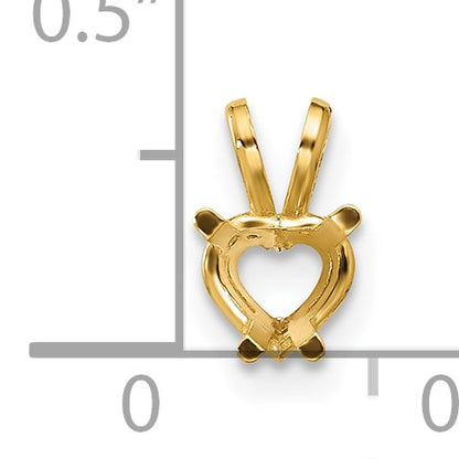 14k 5mm Heart Stone Pendant Mounting