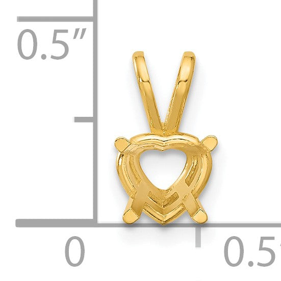 14k 6mm Heart Stone Pendant Mounting
