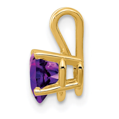 14k 6mm Heart Amethyst Pendant