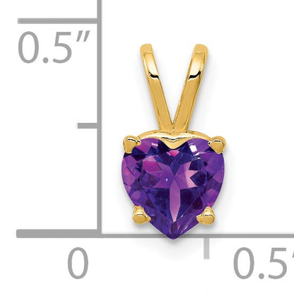14k 6mm Heart Amethyst Pendant