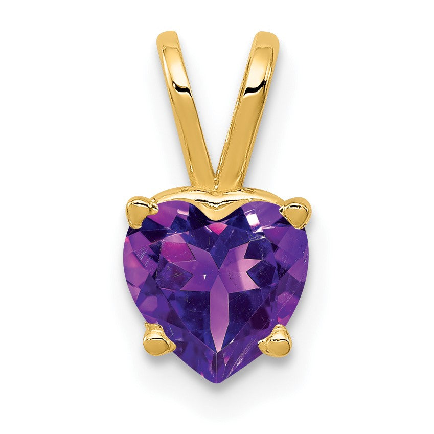 14k 6mm Heart Amethyst Pendant