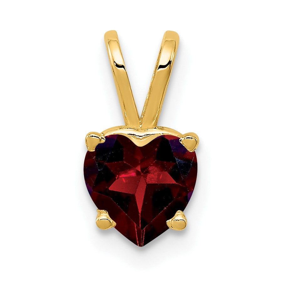 14k 6mm Heart Garnet Pendant
