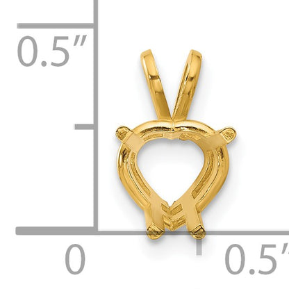 14k 7mm Heart Stone Pendant Mounting
