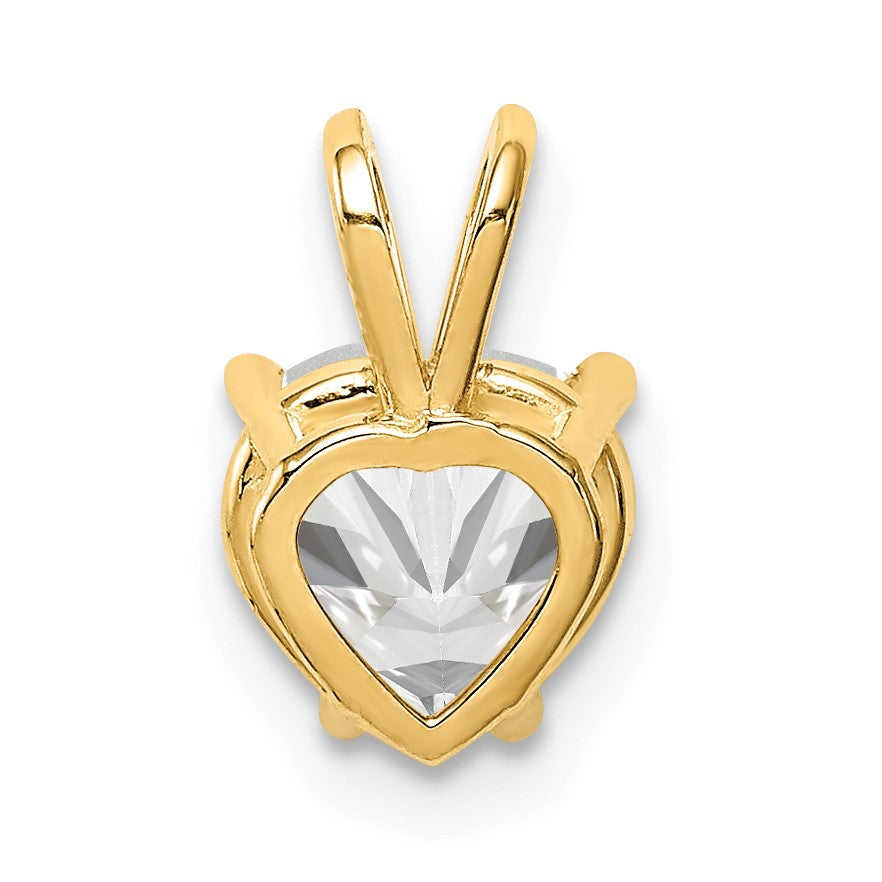14k 7mm Heart Cubic Zirconia Pendant