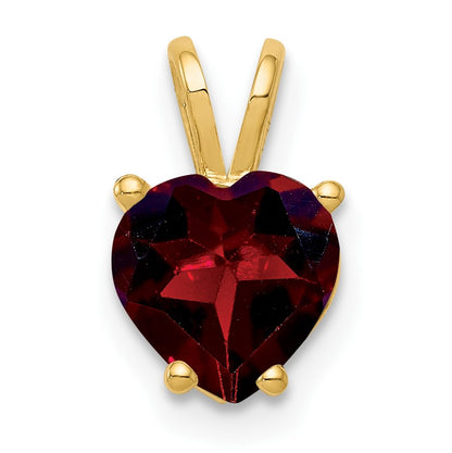 14k 7mm Heart Garnet Pendant