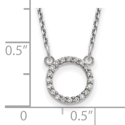 14k White Gold Polished 1/15 carat AAA Diamond Open Circle 18 inch Necklace