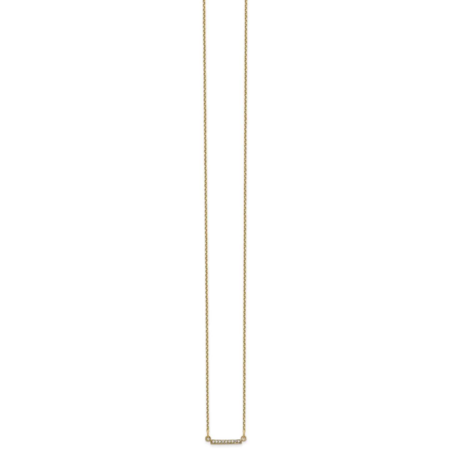 14k Polished 1/20 carat A Diamond Tiny Bar 18 inch Necklace