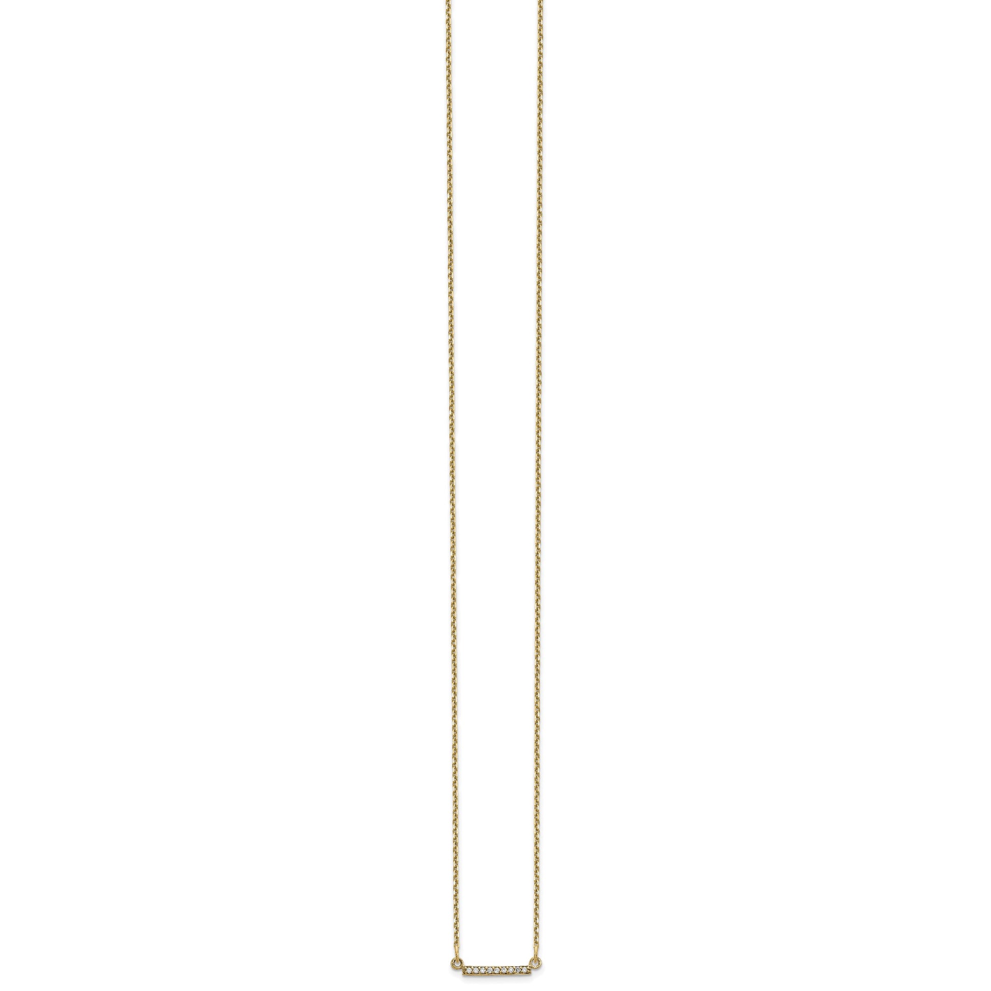 14k Polished 1/20 carat A Diamond Tiny Bar 18 inch Necklace