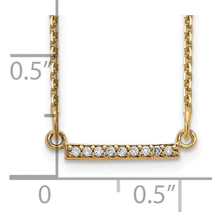 14k Polished 1/20 carat A Diamond Tiny Bar 18 inch Necklace