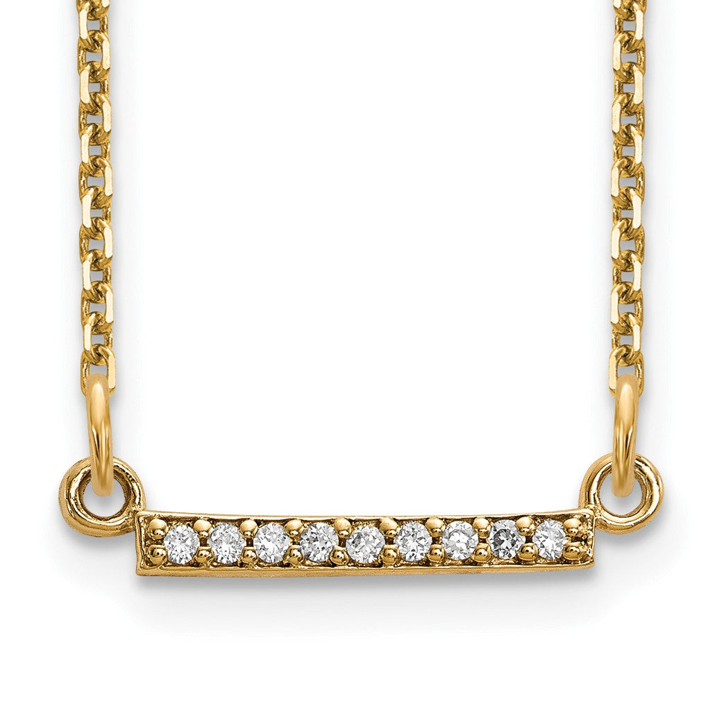 14k Polished 1/20 carat A Diamond Tiny Bar 18 inch Necklace