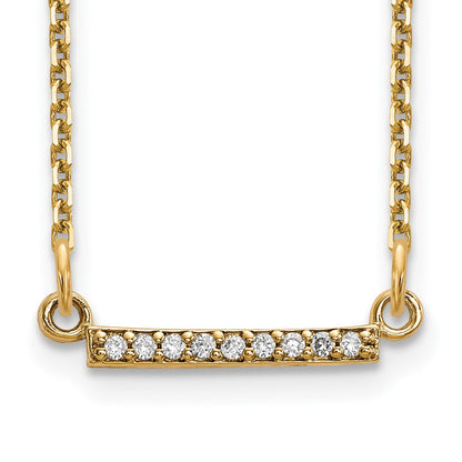 14k Polished 1/20 carat A Diamond Tiny Bar 18 inch Necklace