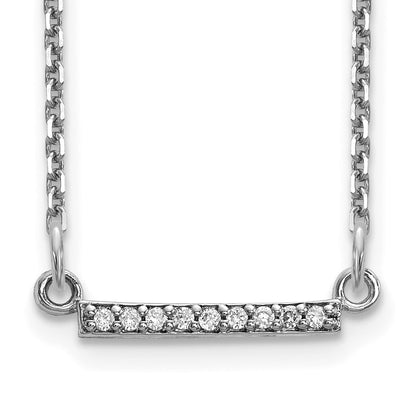 14k White Gold Polished 1/20 carat A Diamond Tiny Bar 18 inch Necklace