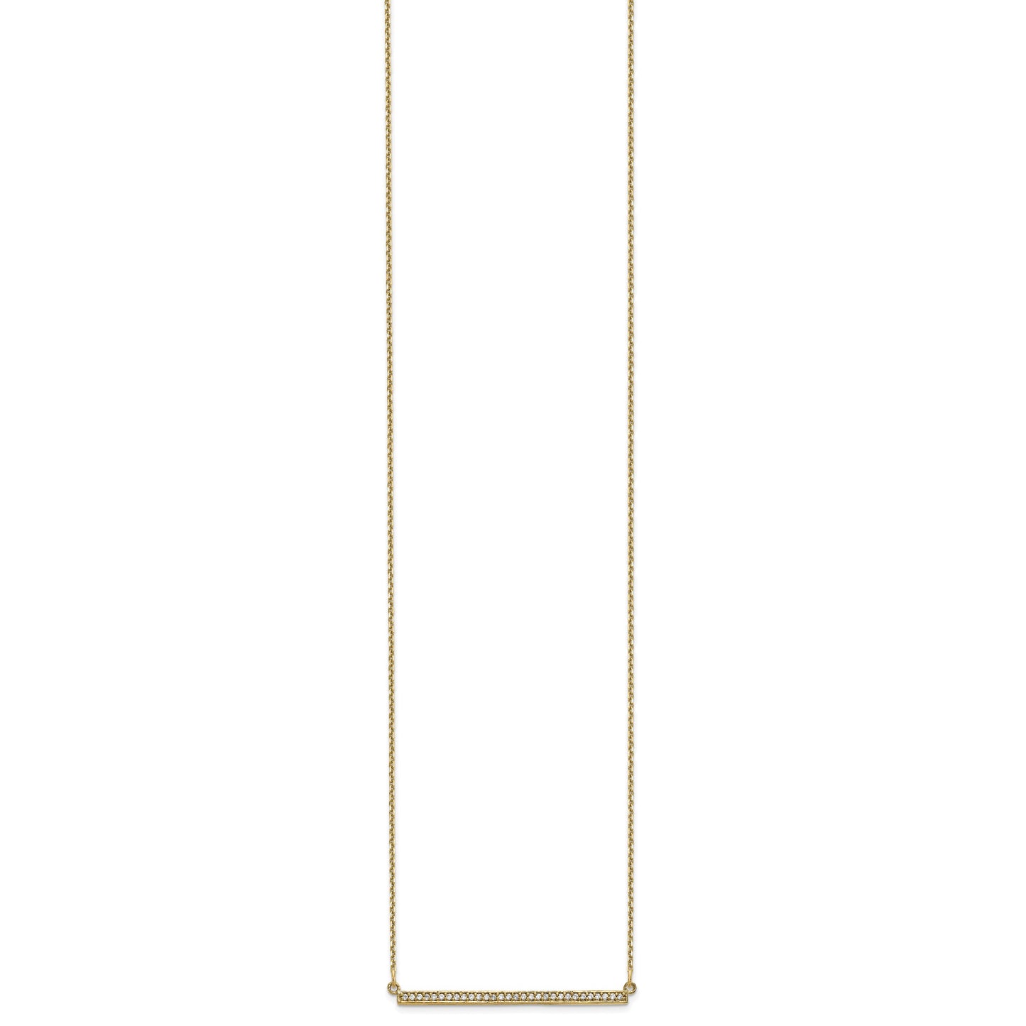 14k Polished 1/8 carat Diamond Bar 18 inch Necklace