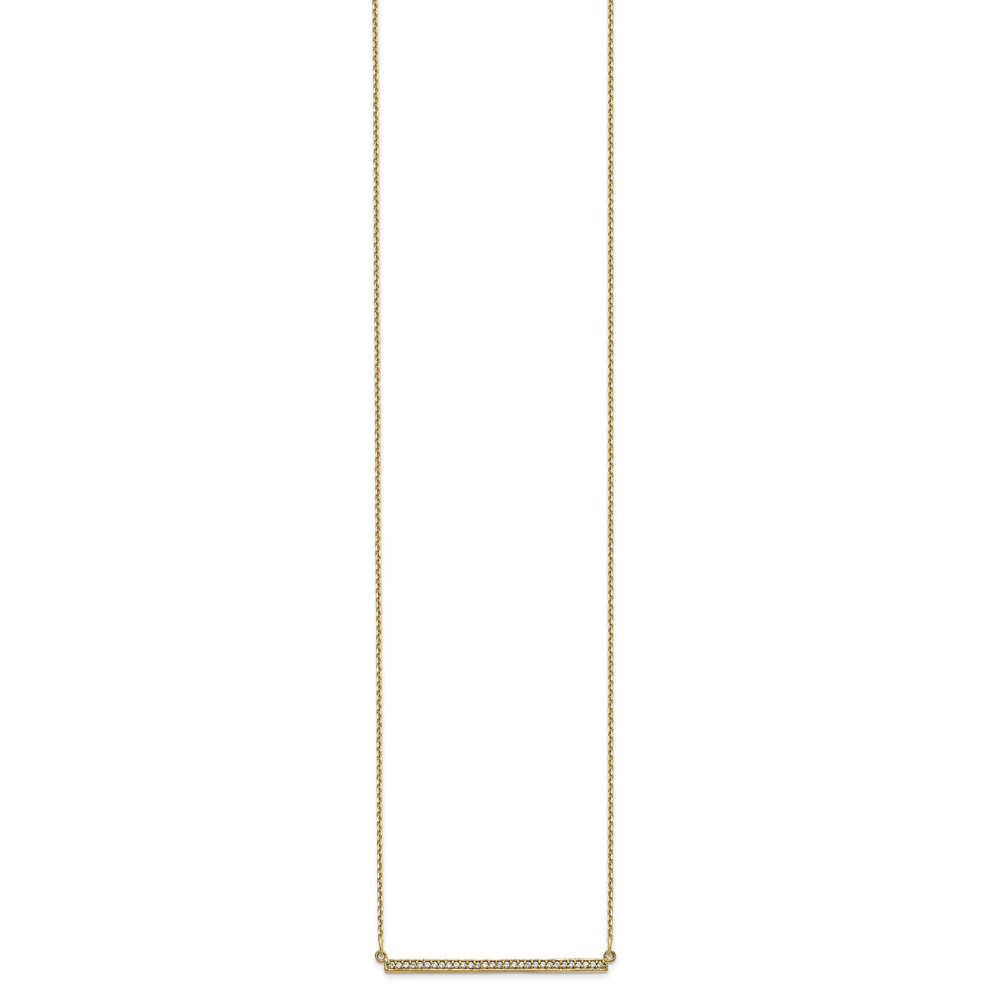 14k Polished 1/8 carat Diamond Bar 18 inch Necklace
