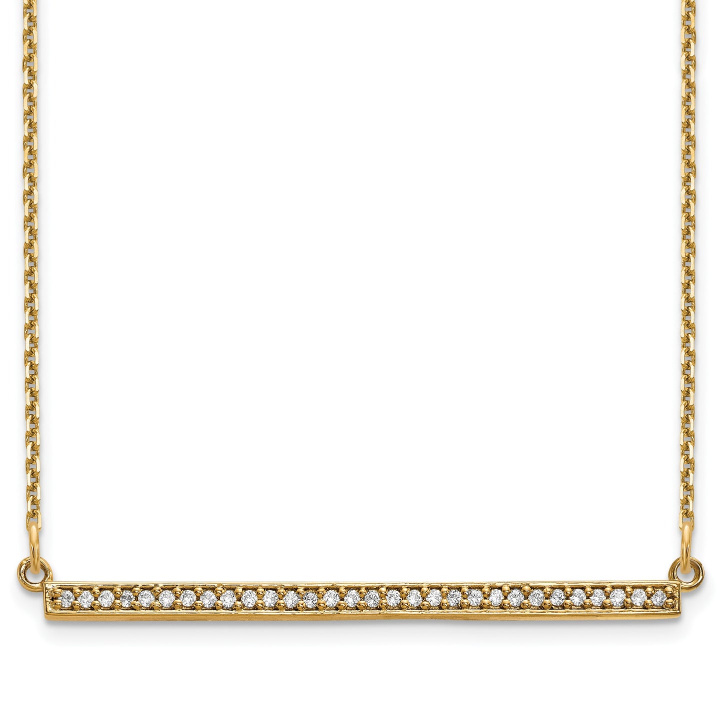 14k Polished 1/8 carat Diamond Bar 18 inch Necklace