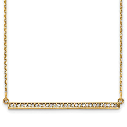 14k Polished 1/8 carat Diamond Bar 18 inch Necklace
