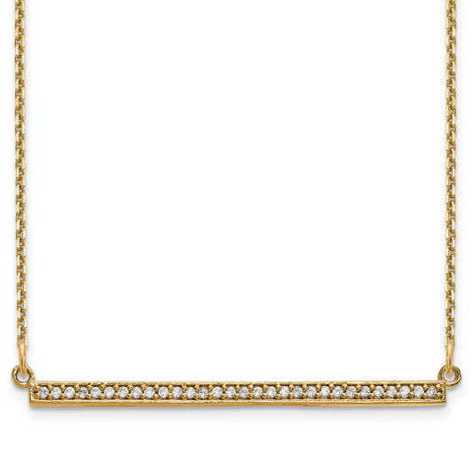 14k Polished 1/8 carat Diamond Bar 18 inch Necklace