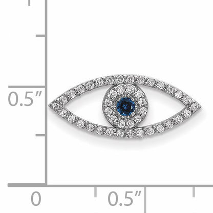 14k White Gold Small Sapphire and A Diamond Evil Eye Chain Slide