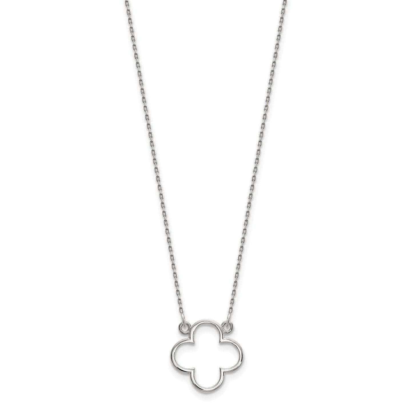 14k White Gold Polished Open Quatrefoil Design 18 inch Necklace