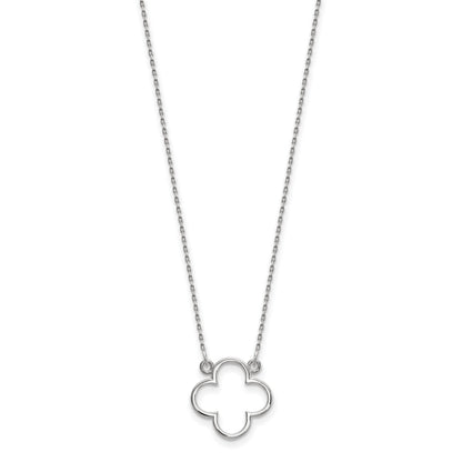14k White Gold Polished Open Quatrefoil Design 18 inch Necklace