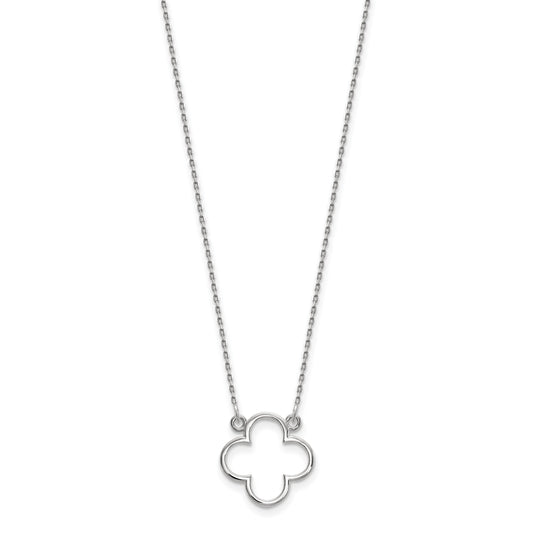 14k White Gold Polished Open Quatrefoil Design 18 inch Necklace