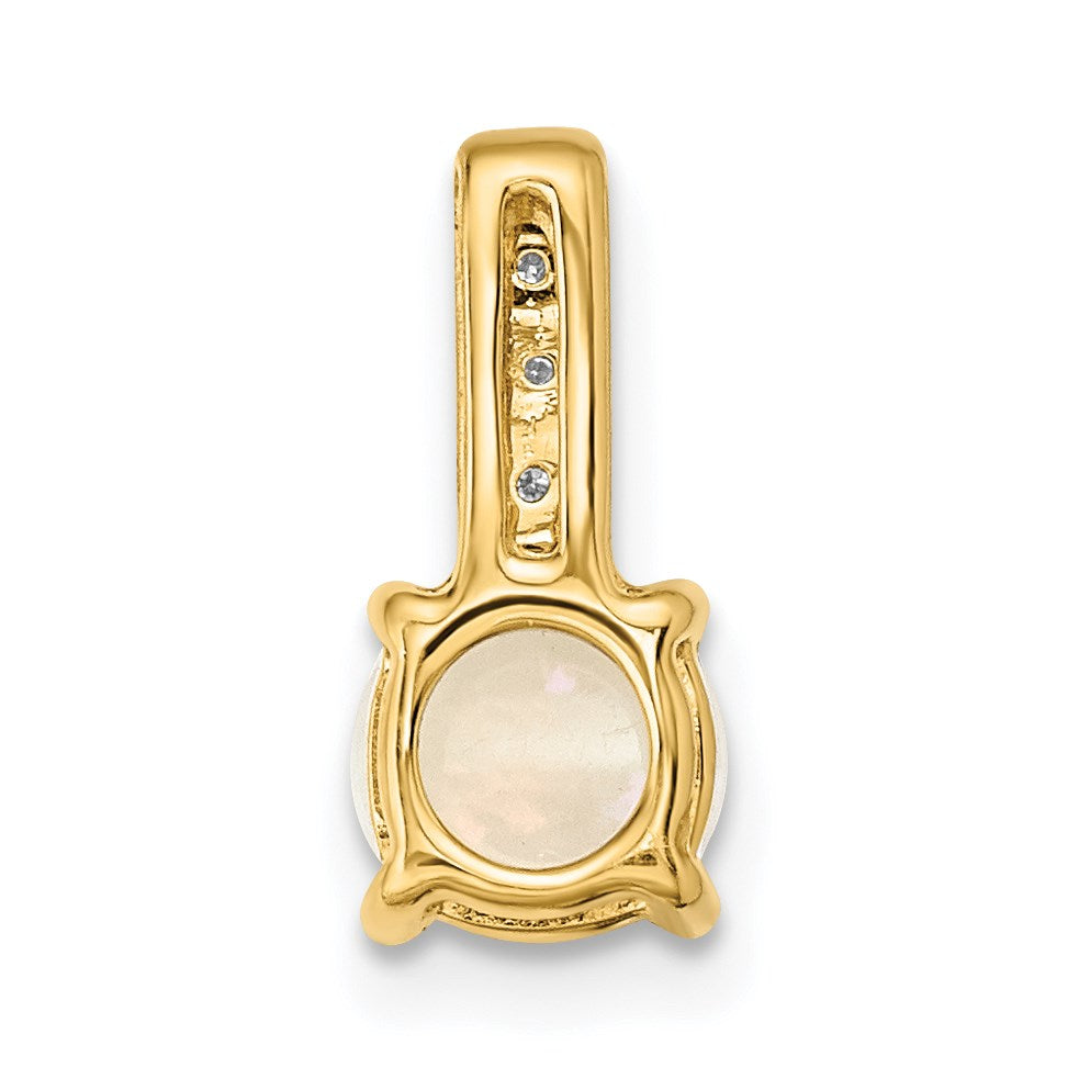 14k Round Opal and Diamond Slide Fits up to 4mm Fancy Omega Only