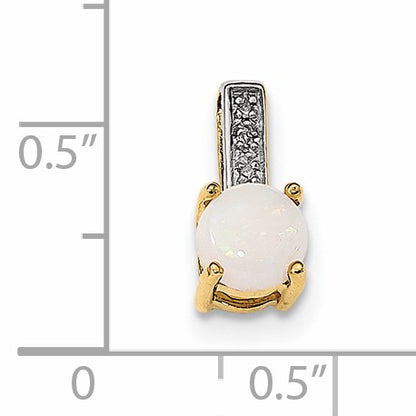 14k Round Opal and Diamond Slide Fits up to 4mm Fancy Omega Only