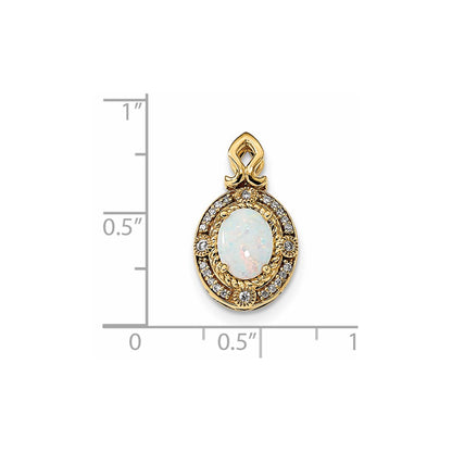 14k Austrian Opal and Diamond Pendant