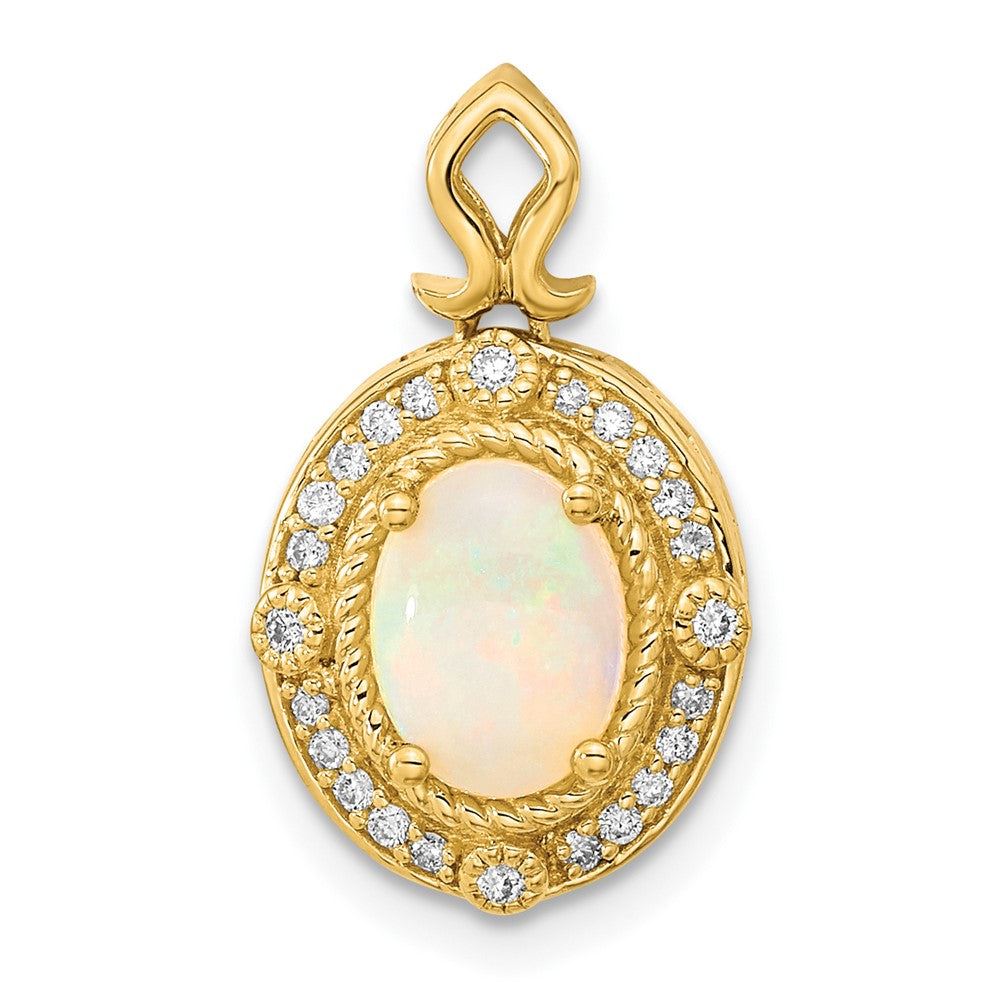 14k Austrian Opal and Diamond Pendant