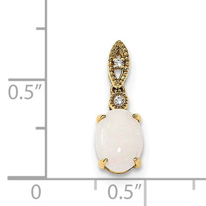 14k Austrian Opal and Diamond Pendant