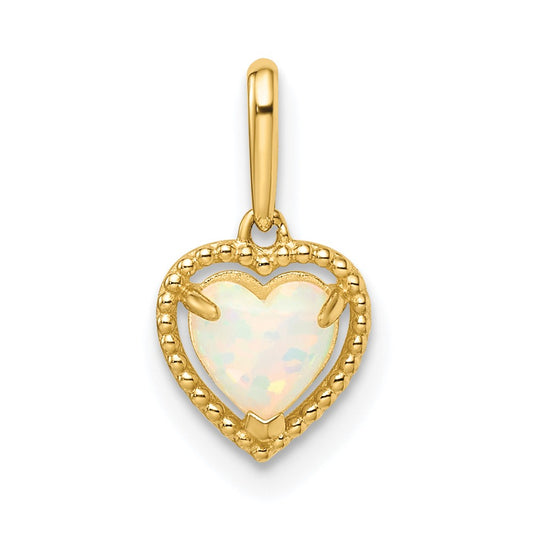 14k Lab Created Opal Heart Pendant