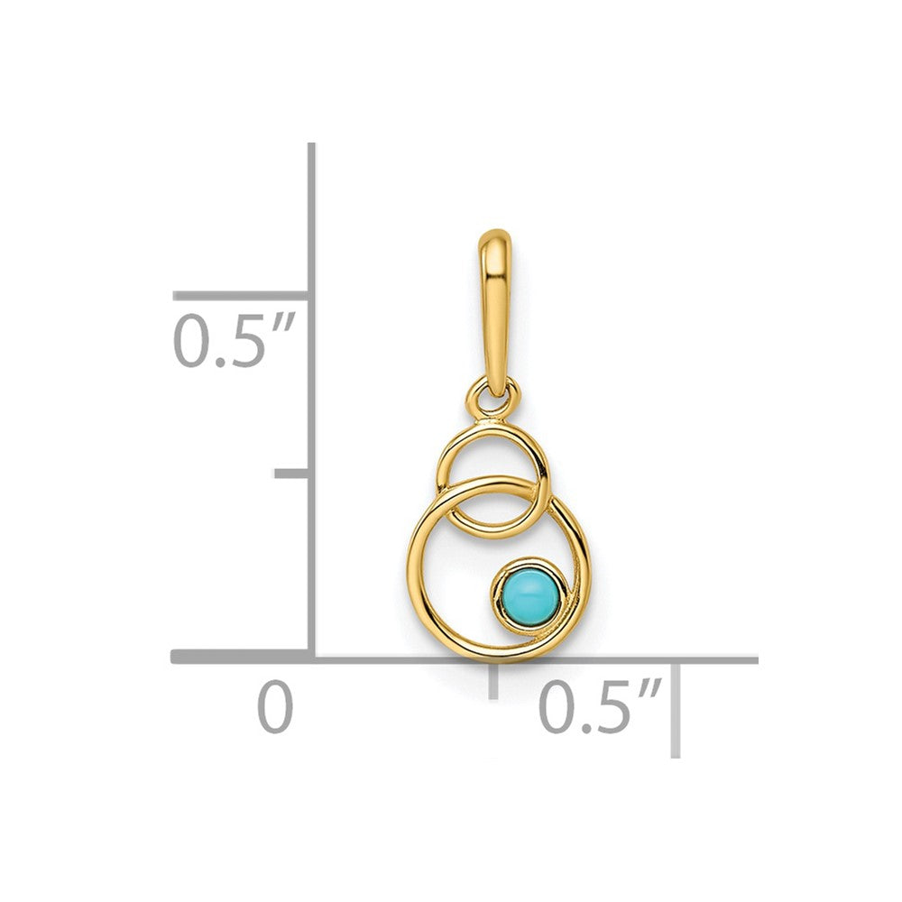 14k Synthetic Turquoise Circle Pendant