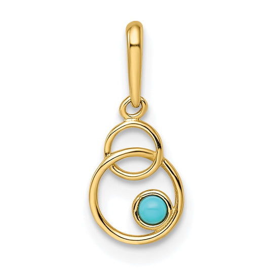 14k Synthetic Turquoise Circle Pendant