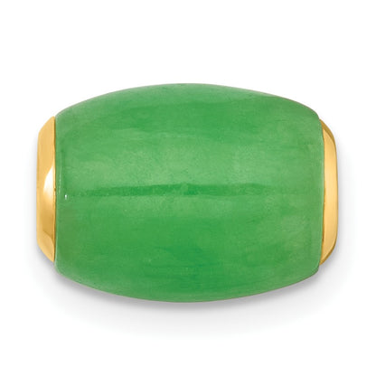 14K Polished Jade Oval Barrel Bead Chain Slide Pendant