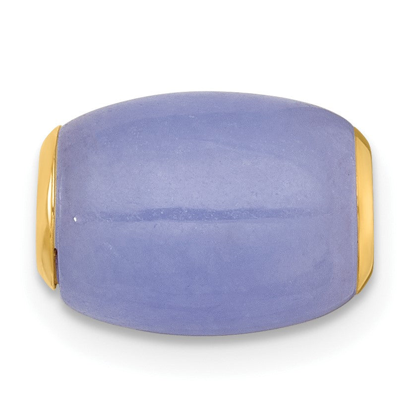 14K Polished Lavender Jade Oval Barrel Bead Chain Slide Pendant