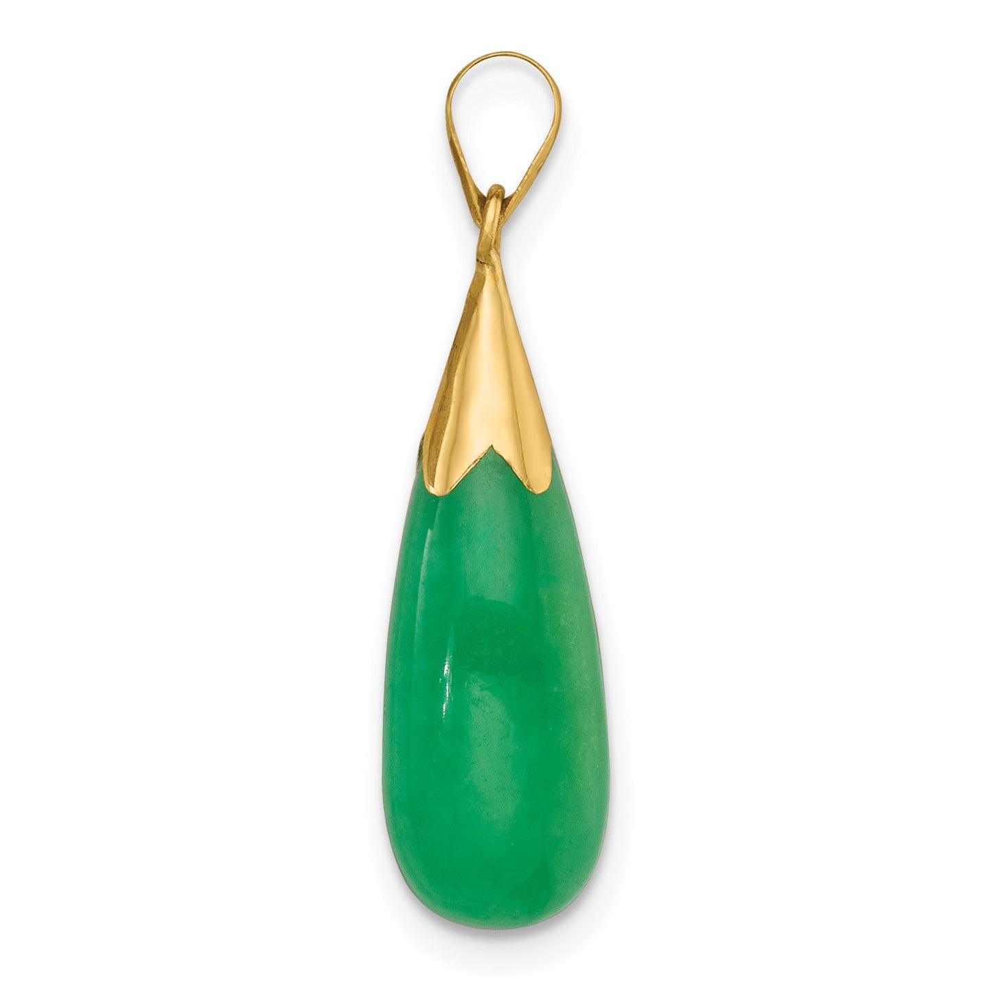 14K Polished Jade Teardrop Pendant