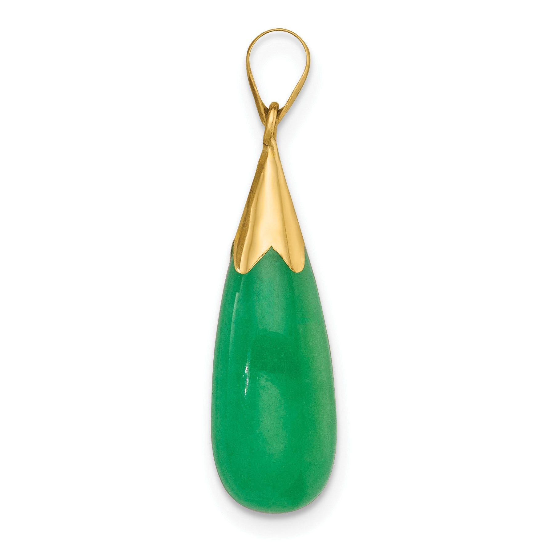 14K Polished Jade Teardrop Pendant