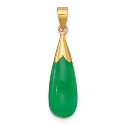 14K Polished Jade Teardrop Pendant