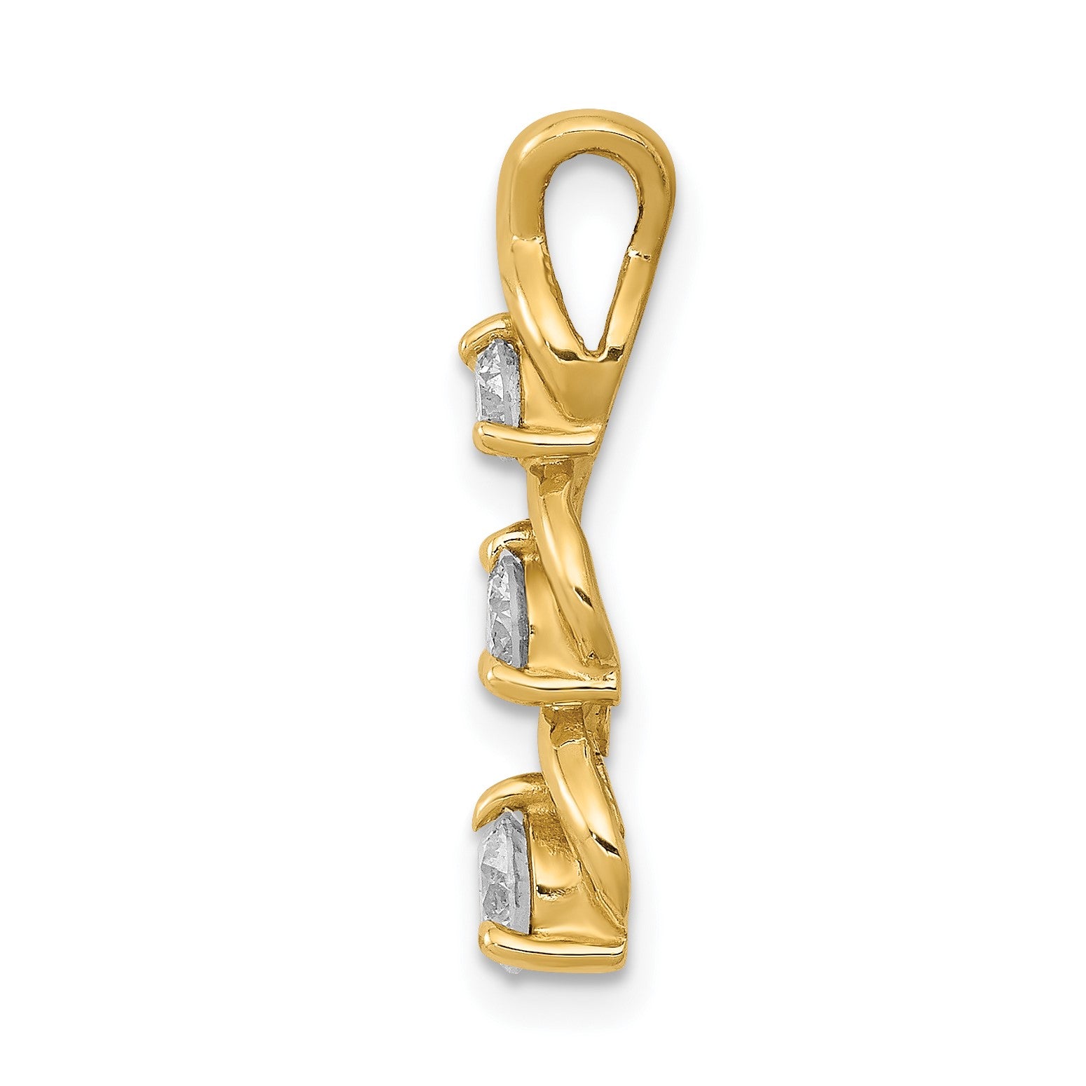 14k Complete 1/2 carat Three-stone A Diamond Criss-Cross Chain Slide