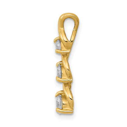 14k Complete 1/2 carat Three-stone A Diamond Criss-Cross Chain Slide
