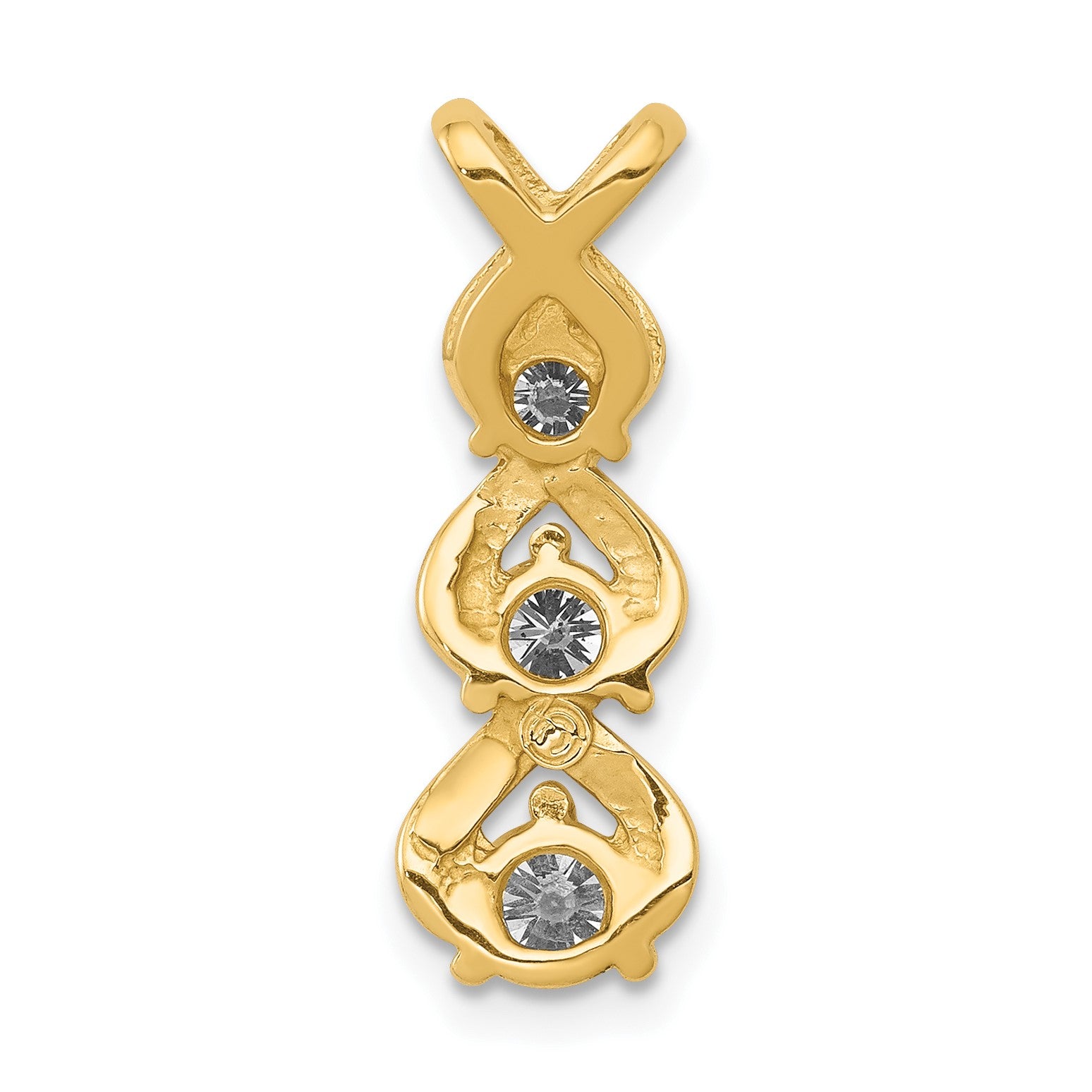 14k Complete 1/2 carat Three-stone A Diamond Criss-Cross Chain Slide
