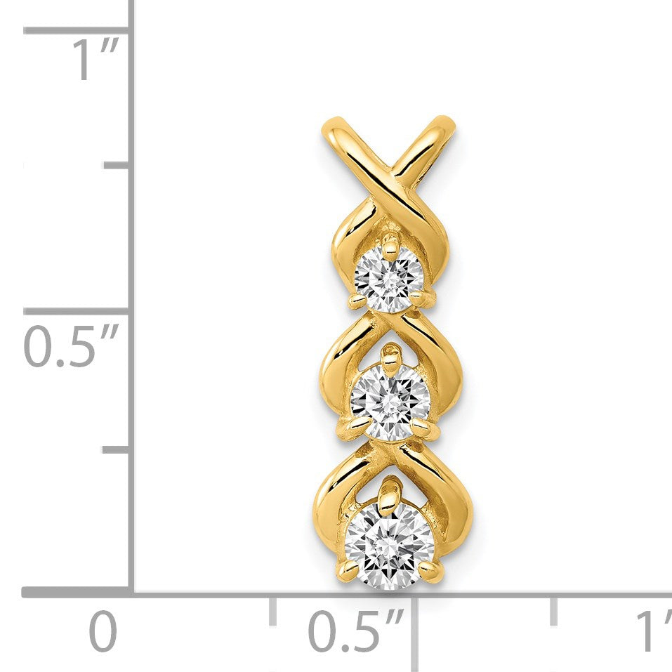 14k Complete 1/2 carat Three-stone A Diamond Criss-Cross Chain Slide